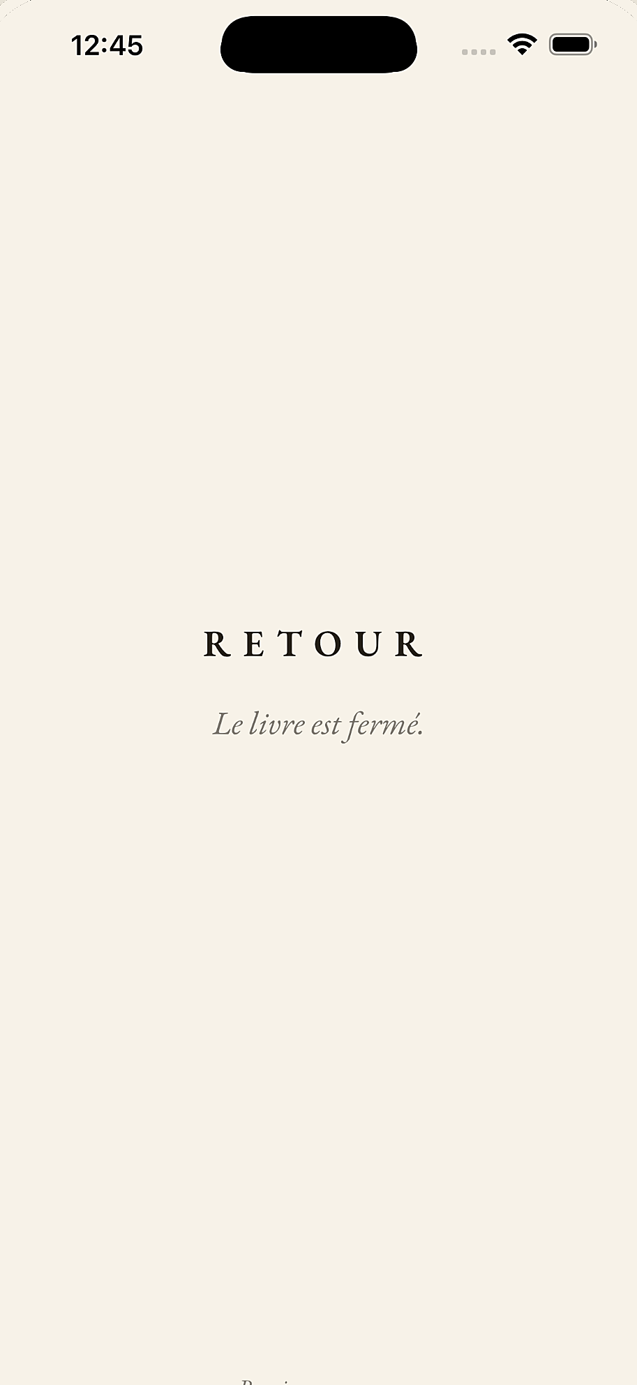 Écran d'accueil de Retour